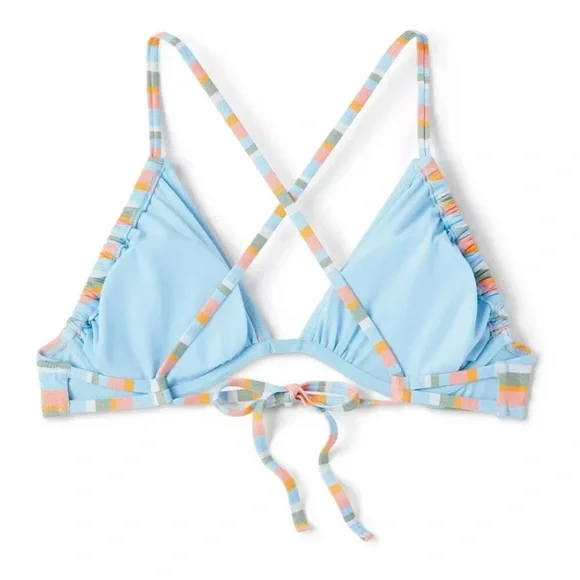 Women's Small Underwire String Bikini Top Colorful Shimmer Stripe Padded Sexy - Picture 2 of 9